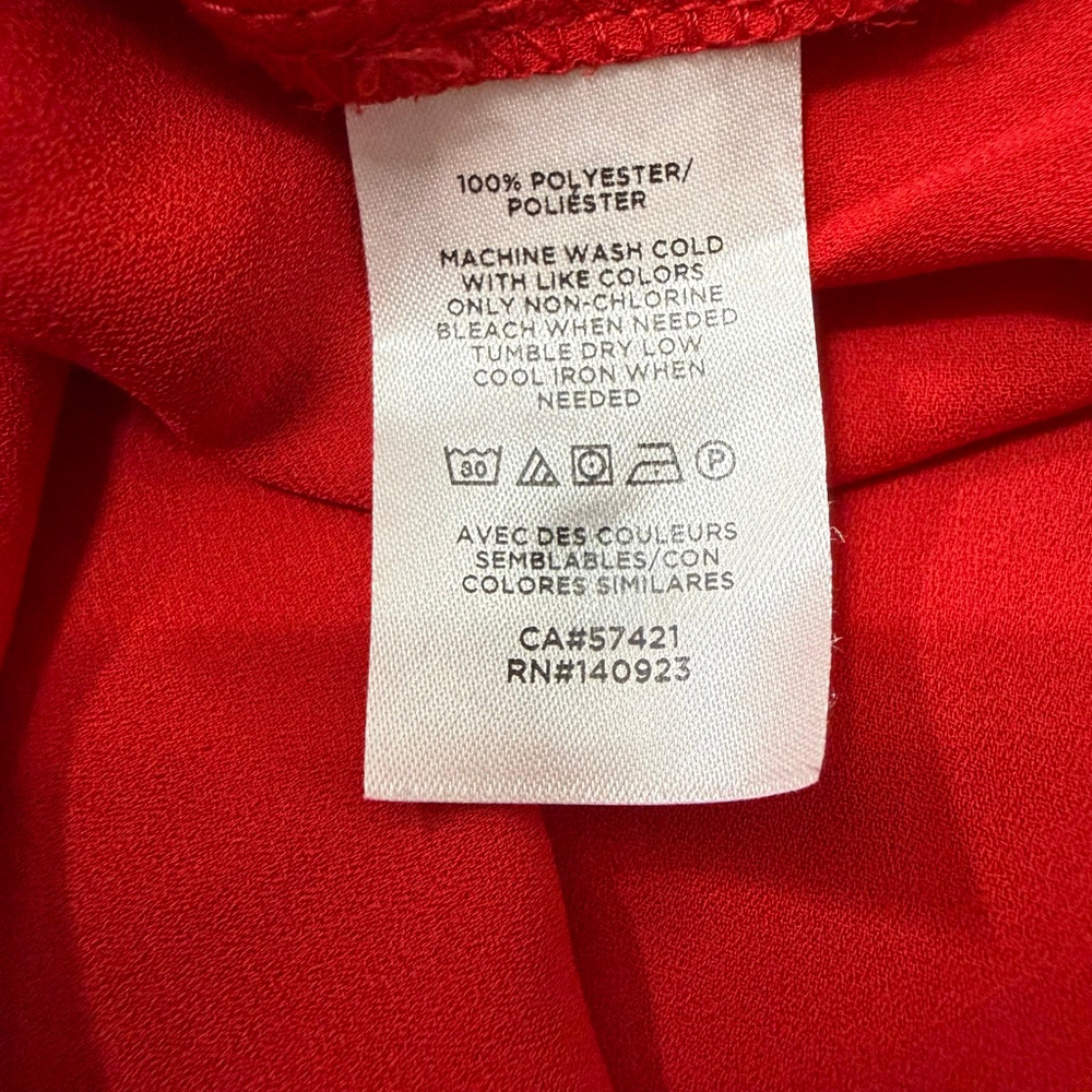 Loft Red Ruffle Hem Long Sleeve Blouse Women’s Medium - Picture 9 of 9